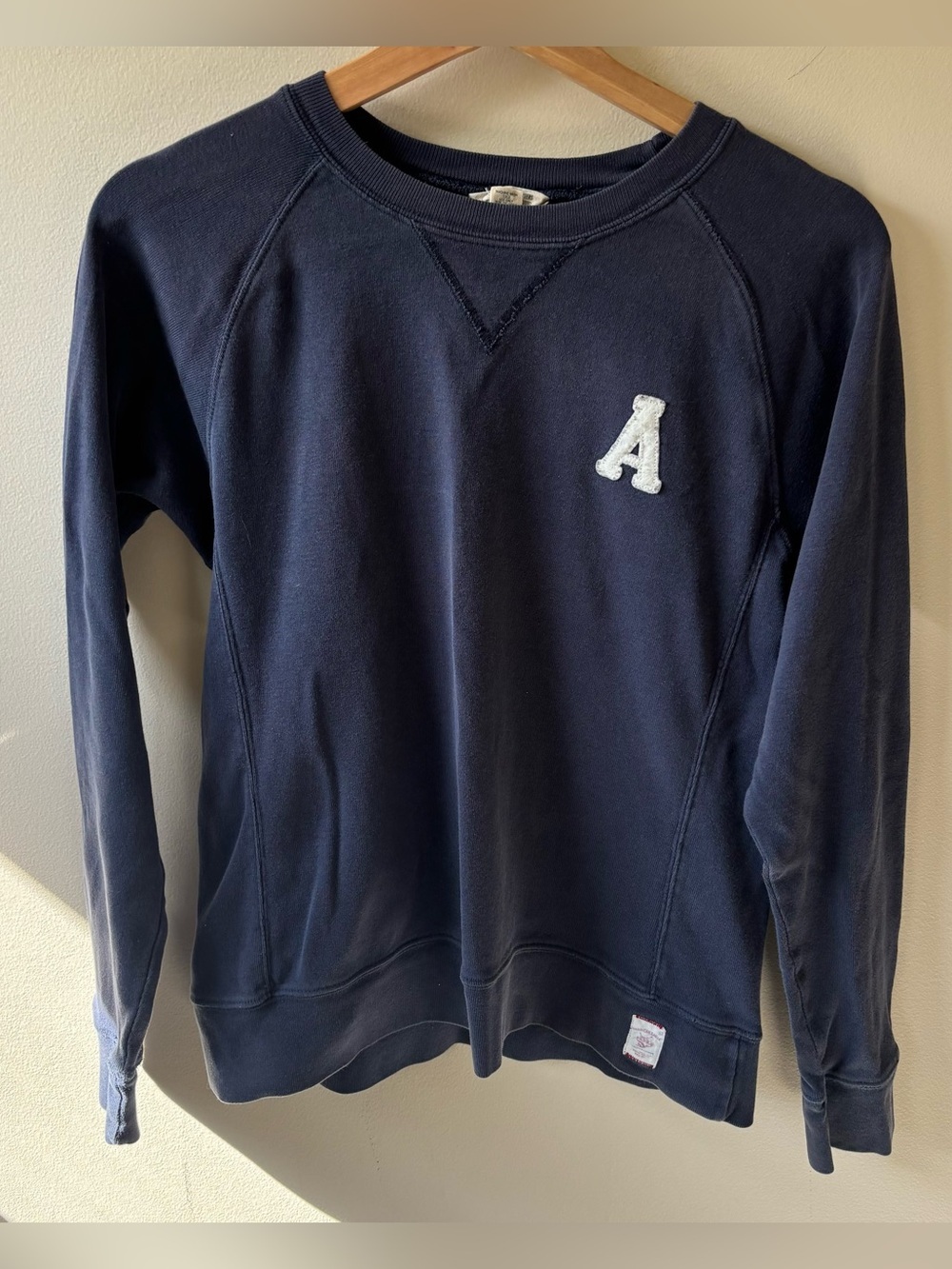 American Eagle Outfitters Navy Crewneck Sweater with White 'A' Patch
